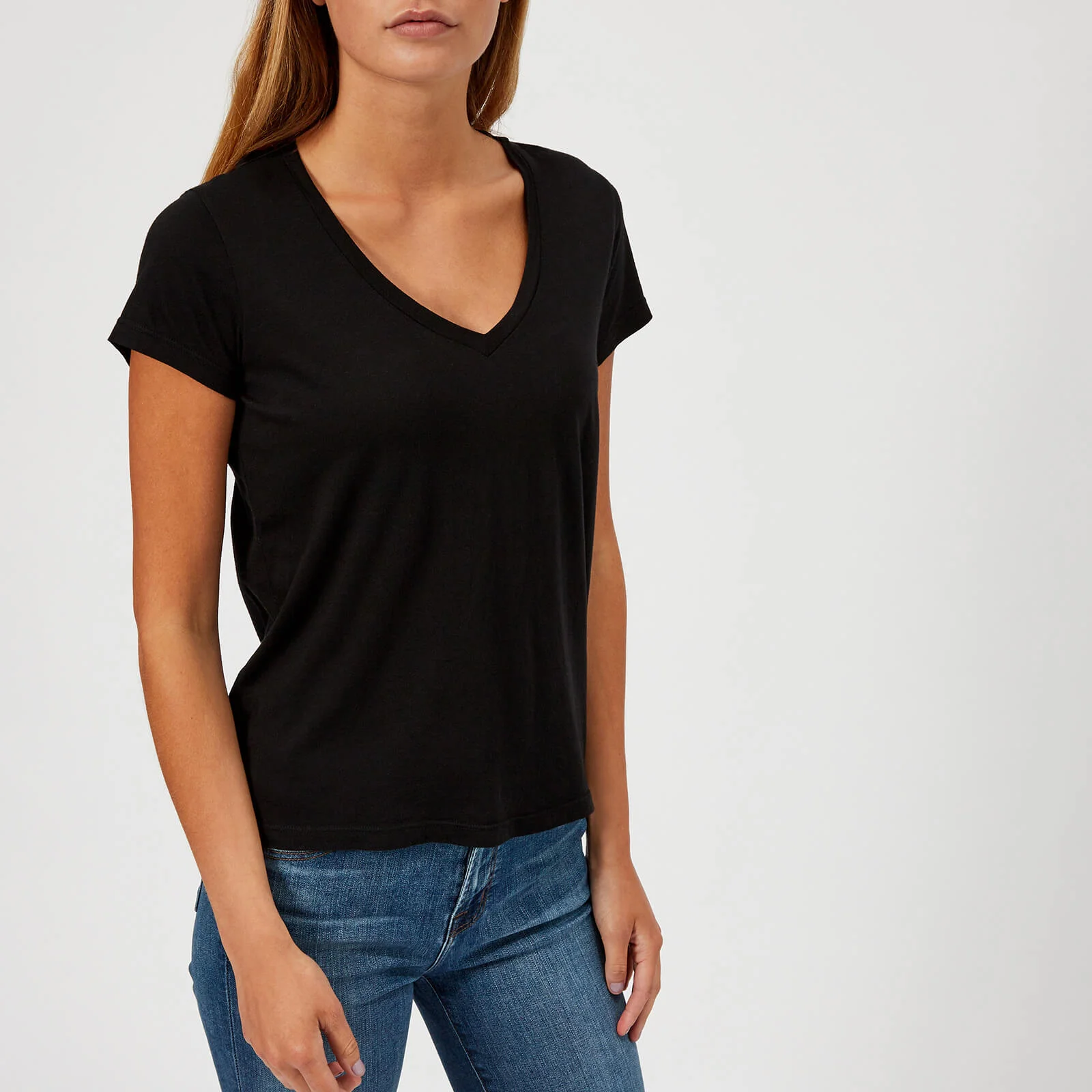 J Brand Women's Janis V Neck T-Shirt - Black Image 1