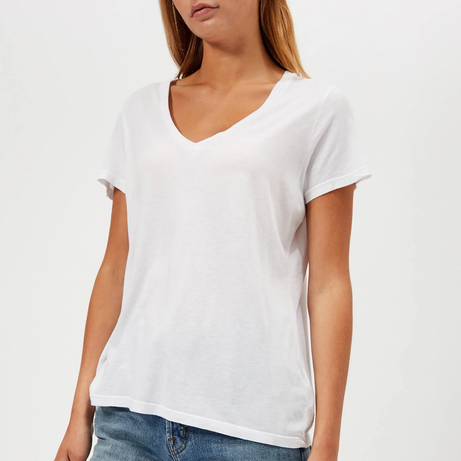 J Brand Women's Janis V Neck T-Shirt - White Image 1