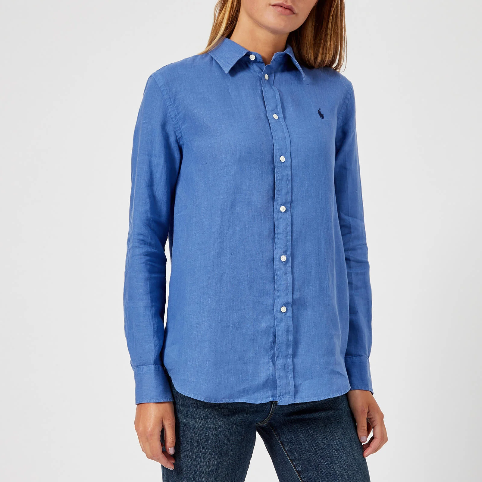 Polo Ralph Lauren Women's Logo Linen Shirt - Blue Image 1