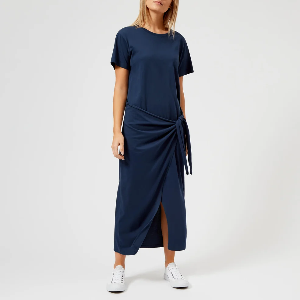 Polo Ralph Lauren Women's T-Shirt Dress with Tie Front - Navy Image 1