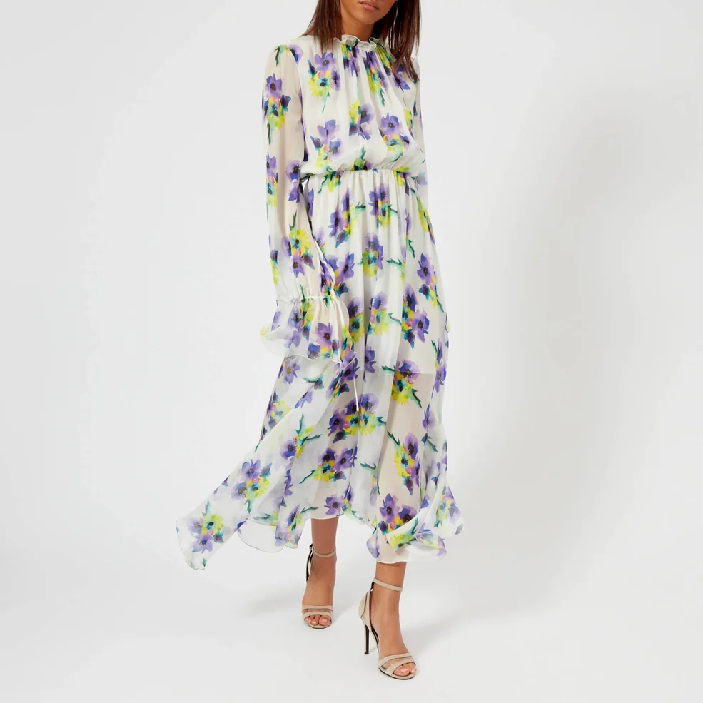 MSGM Women's Maxi Frill Dress - Lilac/White Image 1