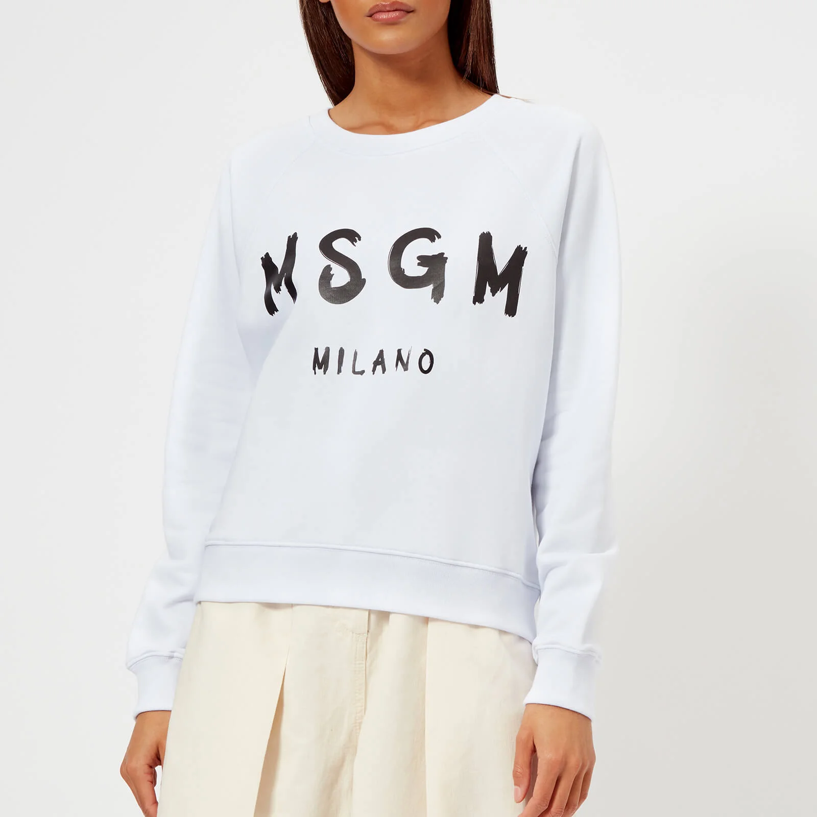 MSGM Women's Graffiti Logo Sweatshirt - White Image 1