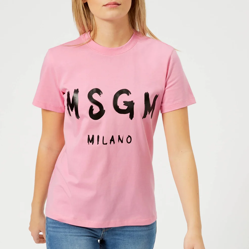 MSGM Women's Graffiti Logo T-Shirt - Pink Image 1