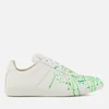 Maison Margiela Men's Paint Splash Replica Sneakers - White/Green Fluo Painter/White Sole - Image 1