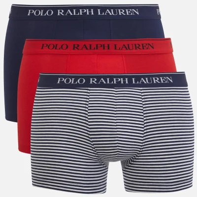 Polo Ralph Lauren Men's Classic 3 Pack Trunk Boxer Shorts - Red/Navy Stripe/Navy