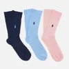 Polo Ralph Lauren Men's Egyptian Cotton Rib Crew 3 Pack Socks - Pink - Image 1