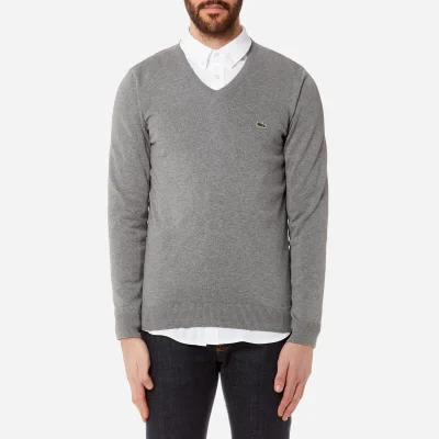 Lacoste Men's V-Neck Knitted Jumper - Galaxite Chine