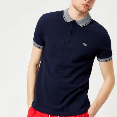 Lacoste Men's Collar Detail Polo Shirt - Navy Blue/White