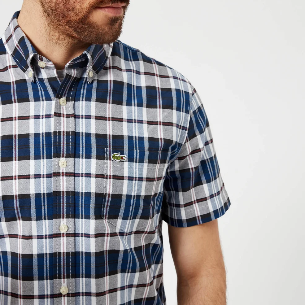 Lacoste Men's Short Sleeved Checked Shirt - Marine Image 1