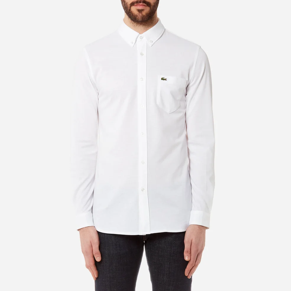Lacoste Men's Long Sleeved Casual Shirt - Blanc Image 1