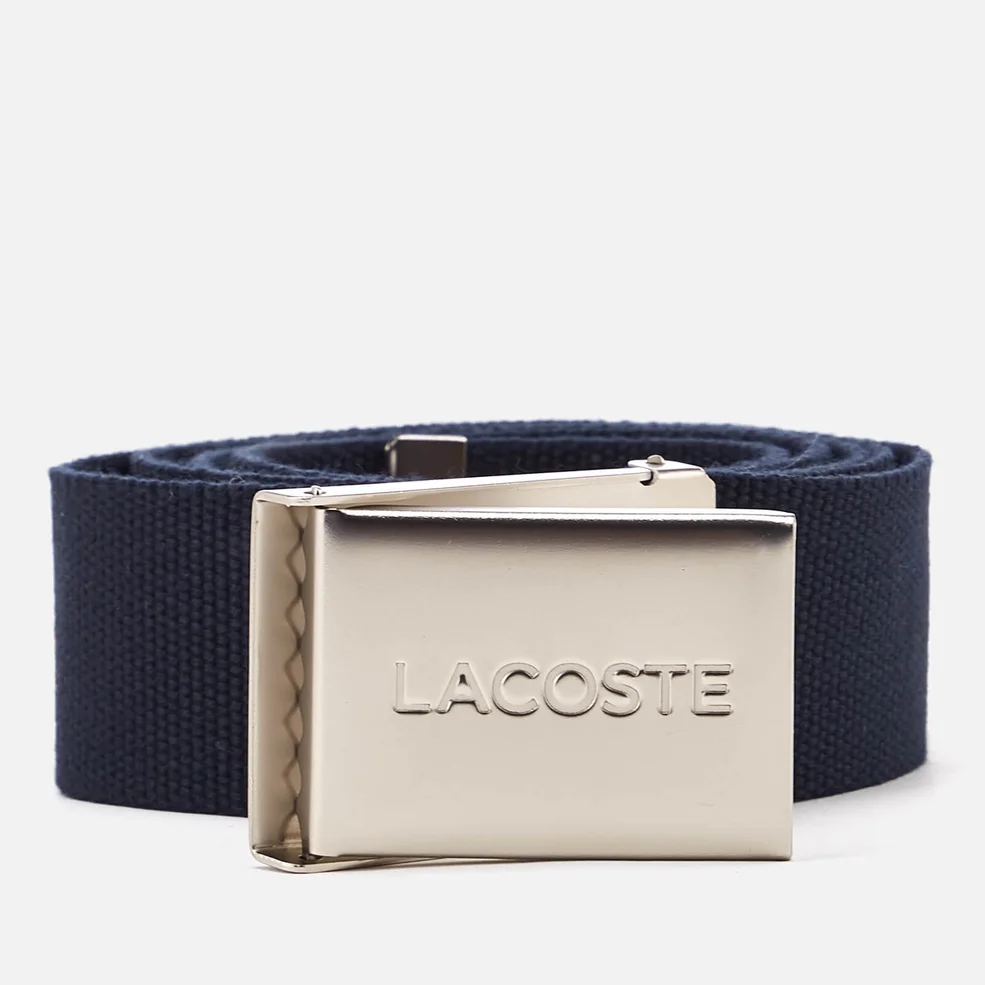 Lacoste Men's Textile Signature Croc Logo Belt - Navy Blue Image 1