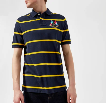 Polo Ralph Lauren Men's Cross Flags Polo Shirt - Cruise Navy/Slicker Yellow