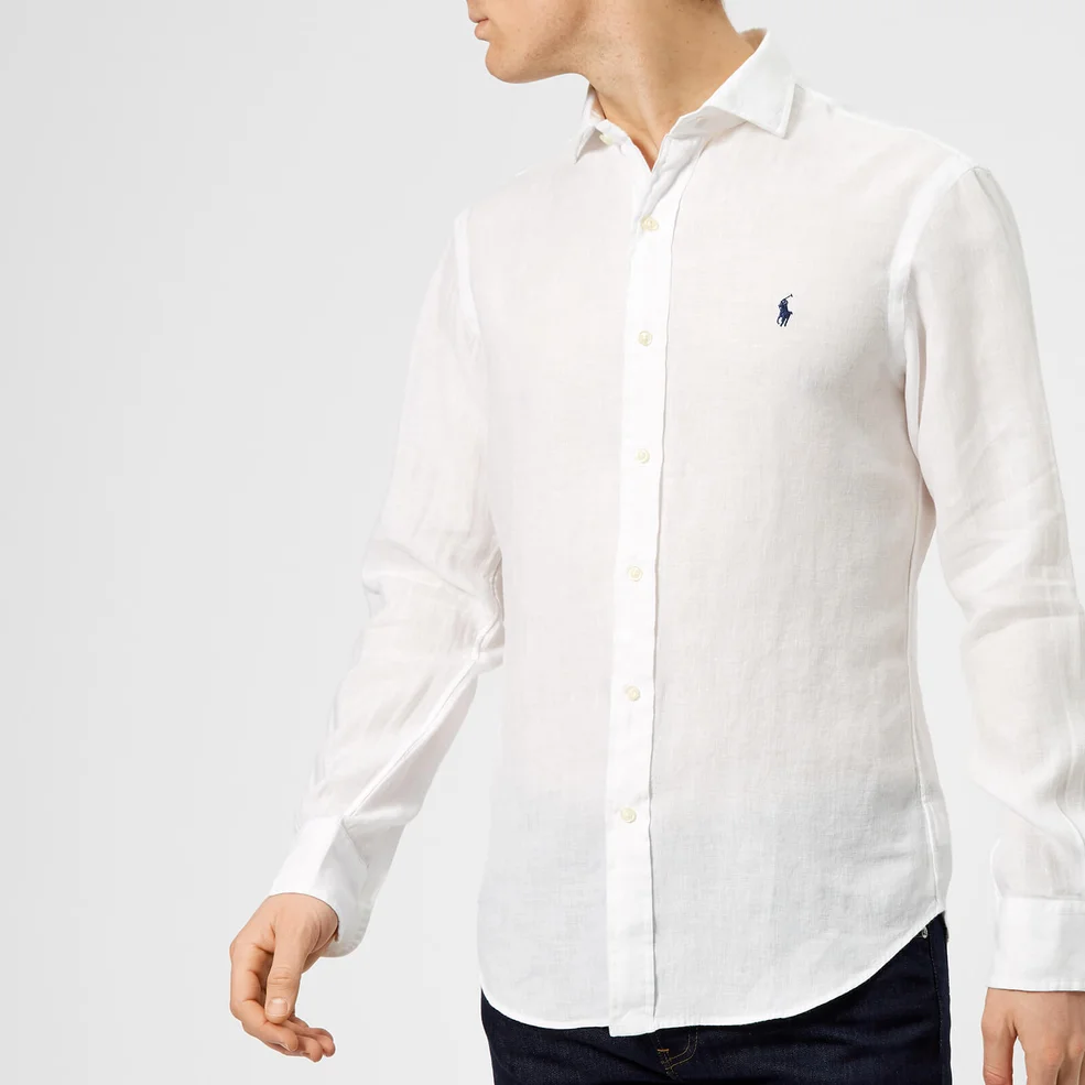 Polo Ralph Lauren Men's Long Sleeve Linen Shirt - White Image 1