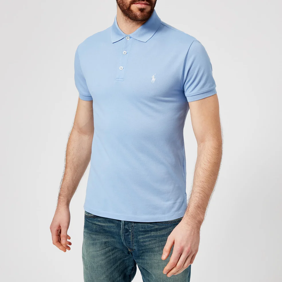 Polo Ralph Lauren Men's Stretch Mesh Polo Shirt - Dress Shirt Blue Image 1