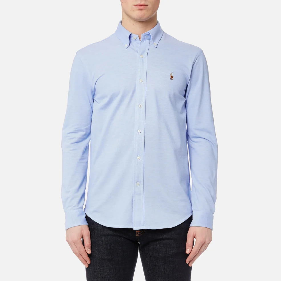 Polo Ralph Lauren Men's Long Sleeve Oxford Pique Shirt - Harbor Island Blue/White Image 1