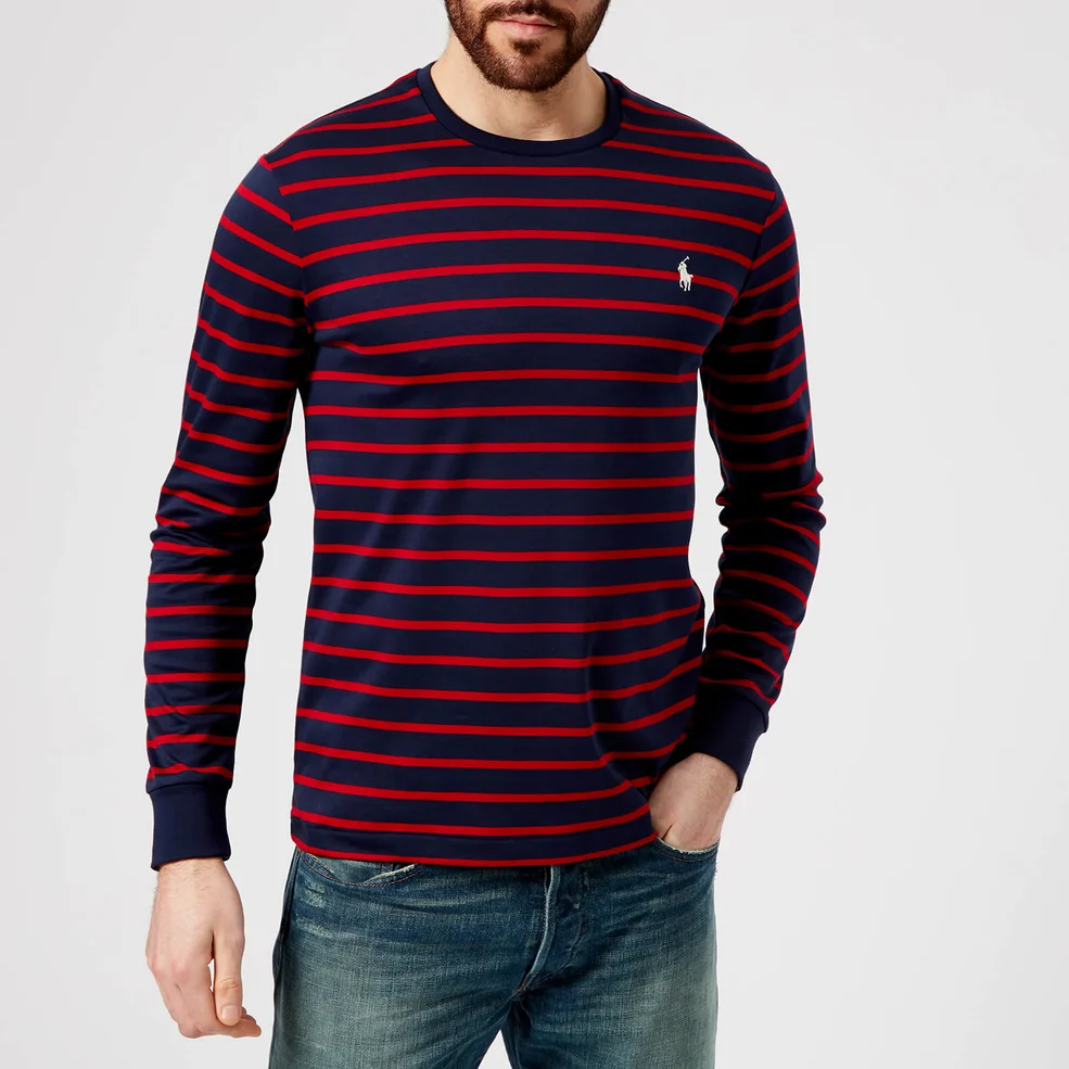 Polo Ralph Lauren Men's Long Sleeve Stripe Top - French Navy/Ralph Red Image 1