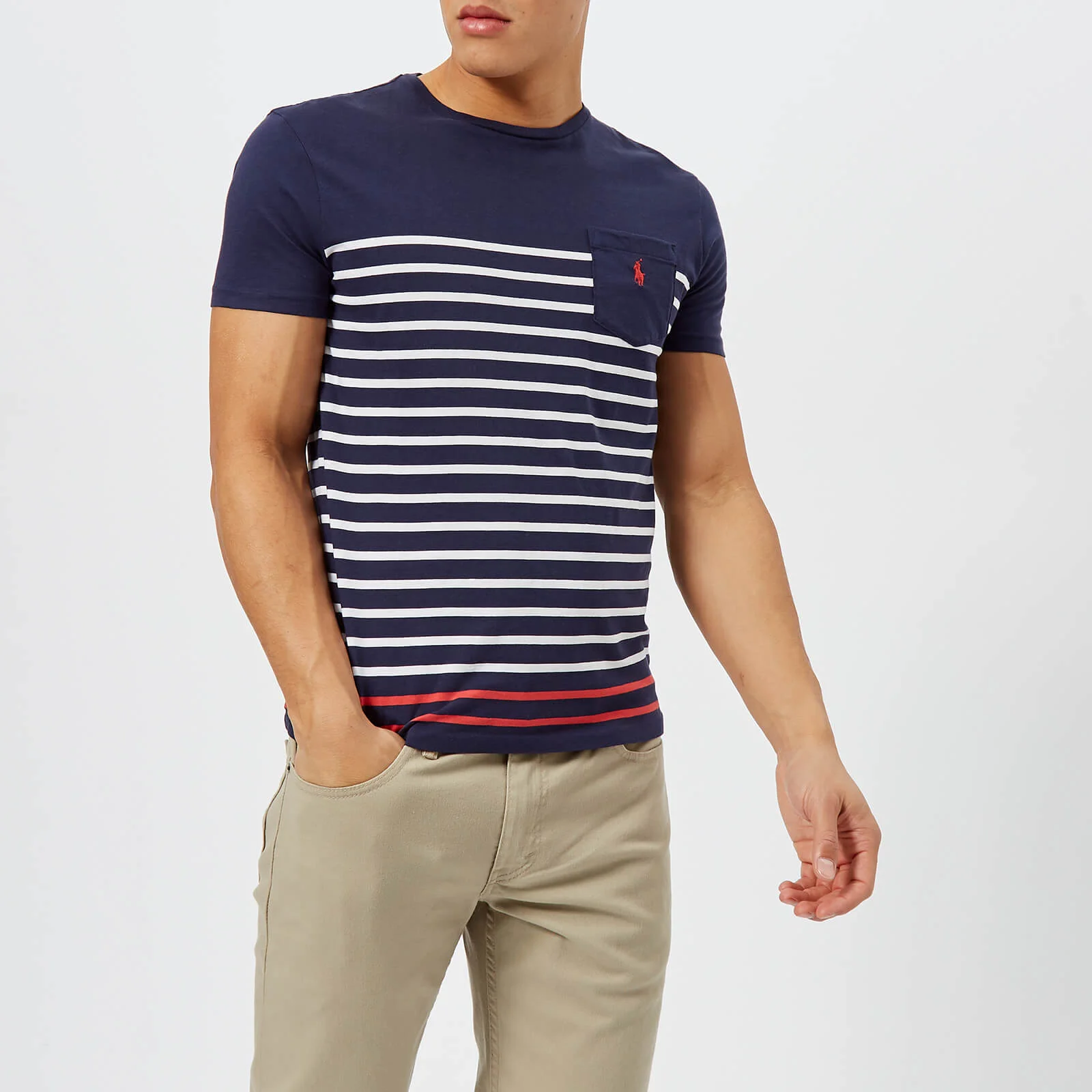 Polo Ralph Lauren Men's Striped Pocket T-Shirt - Newport Navy Image 1