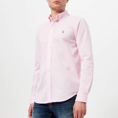 Polo Ralph Lauren Men's Long Sleeve Oxford Pique Shirt - Carmel Pink/White