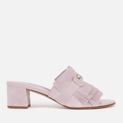 Tod's Women's Suede Double T Fringe Mules - Light Pink