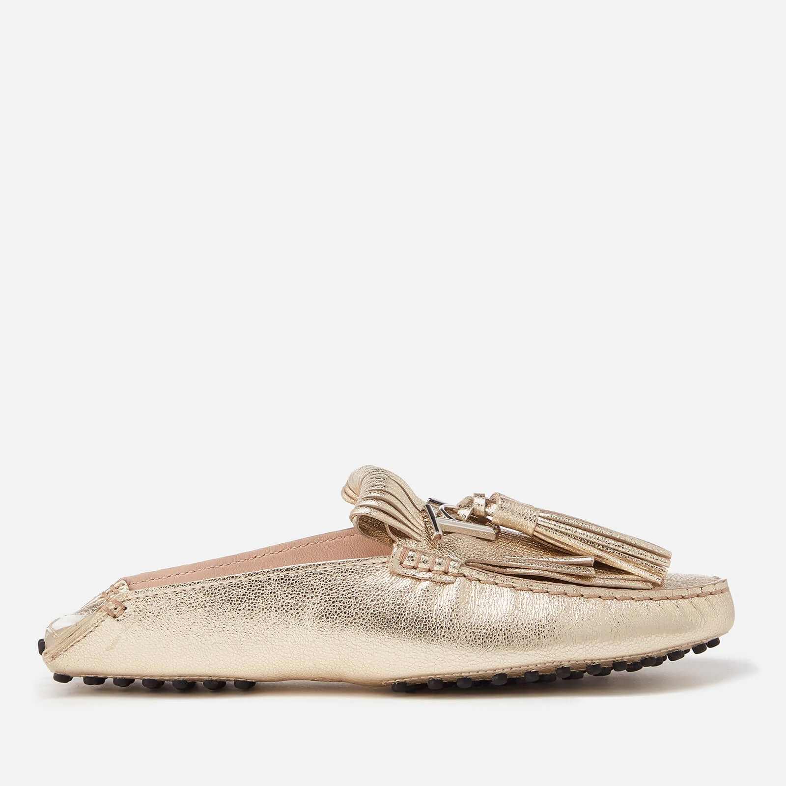Tod's Women's Gommino Fringe Metallixc Leather Loafers - Gold Image 1