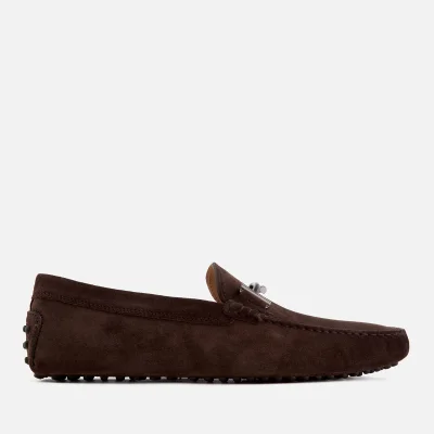 Tod's Men's Suede Gommino Double T Driving Shoes - Dark Brown