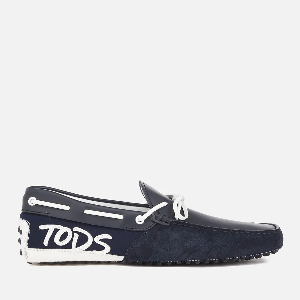 Tod's Men's Gommino Logo Side Driving Shoes - Navy/White Image 1