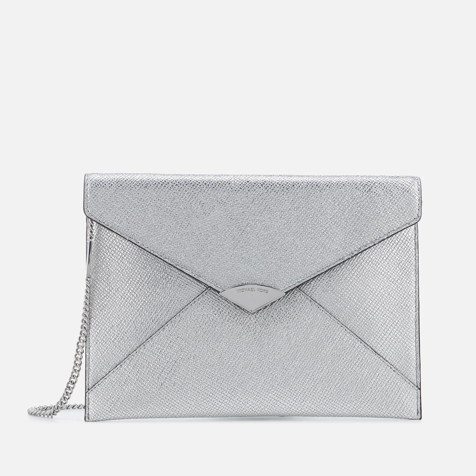 MICHAEL MICHAEL KORS Women's Large Soft Envelope Clutch Bag - Silver Image 1