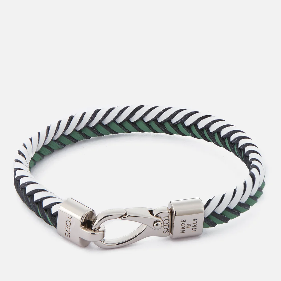 Tod's Men's Leather Pleated Bracelet - Green Image 1