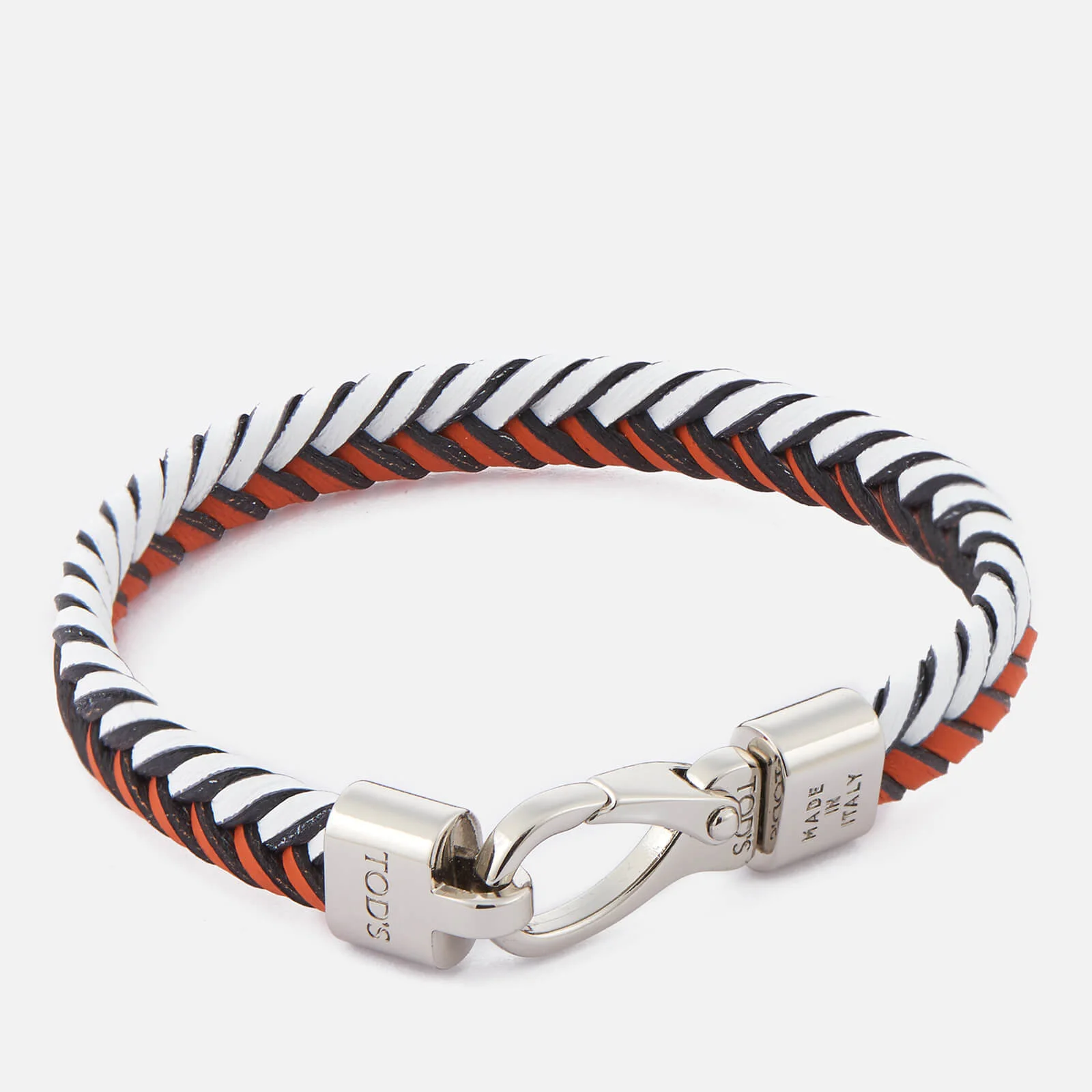 Tod's Men's Leather Pleated Bracelet - Orange Image 1