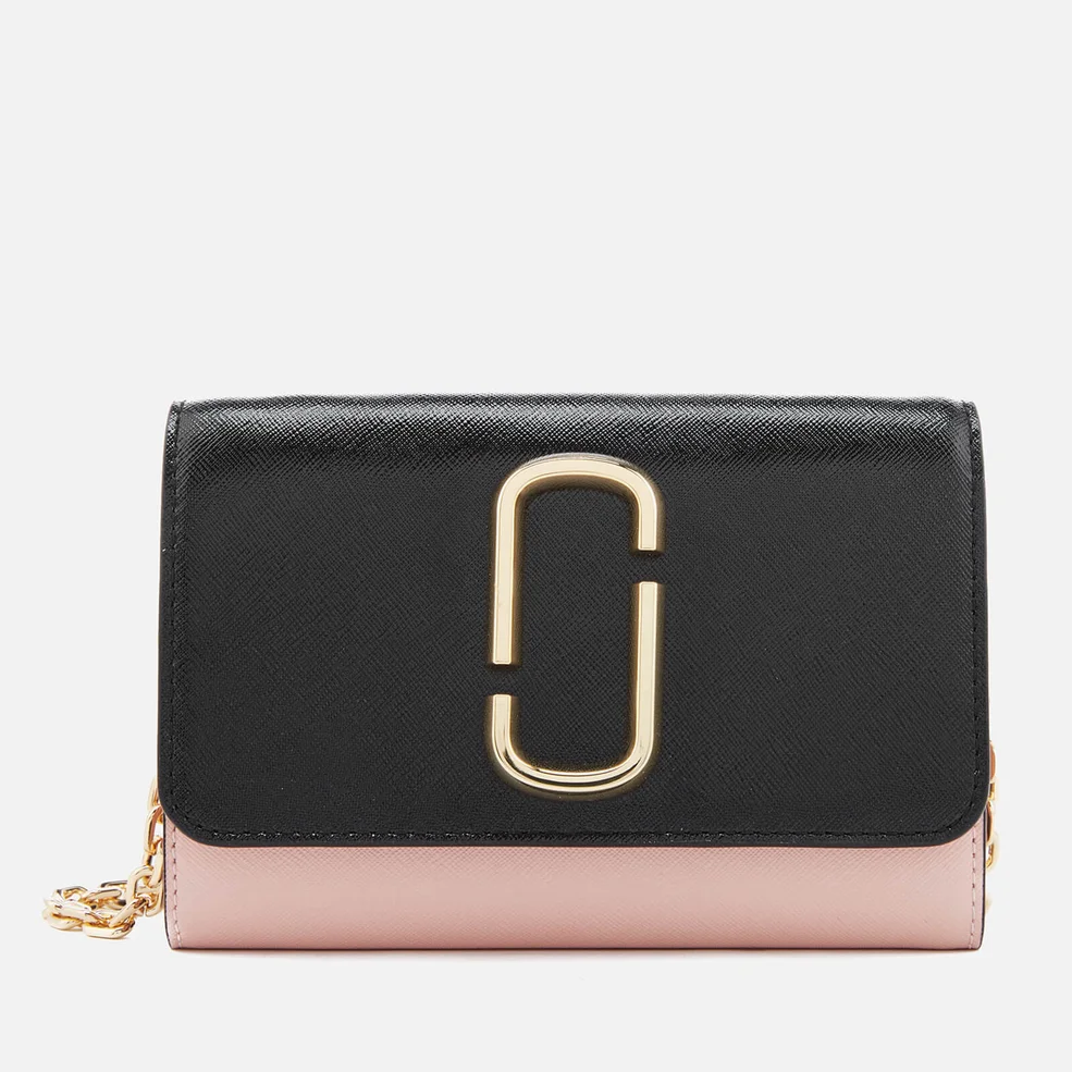 Marc Jacobs Women's Snapshot Wallet on Chain - Black/Rose Image 1
