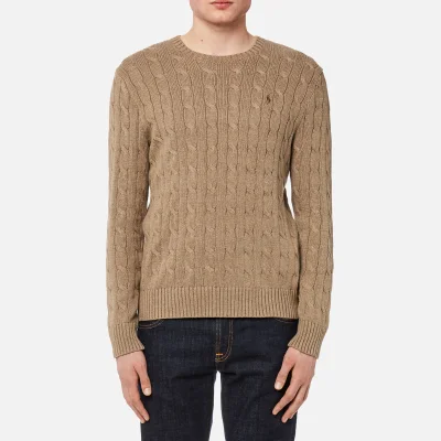 Polo Ralph Lauren Men's Cable Knitted Long Sleeve Jumper - Honey Brown Heather