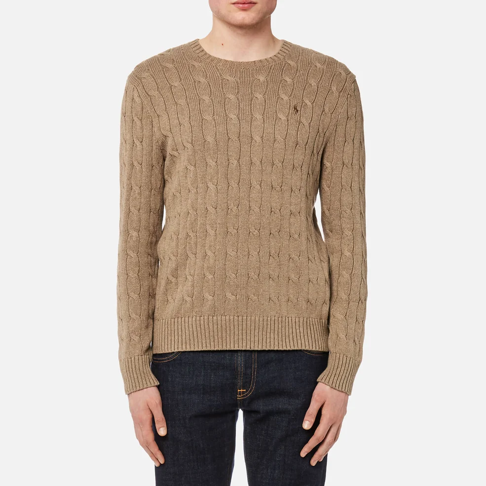 Polo Ralph Lauren Men's Cable Knitted Long Sleeve Jumper - Honey Brown Heather Image 1