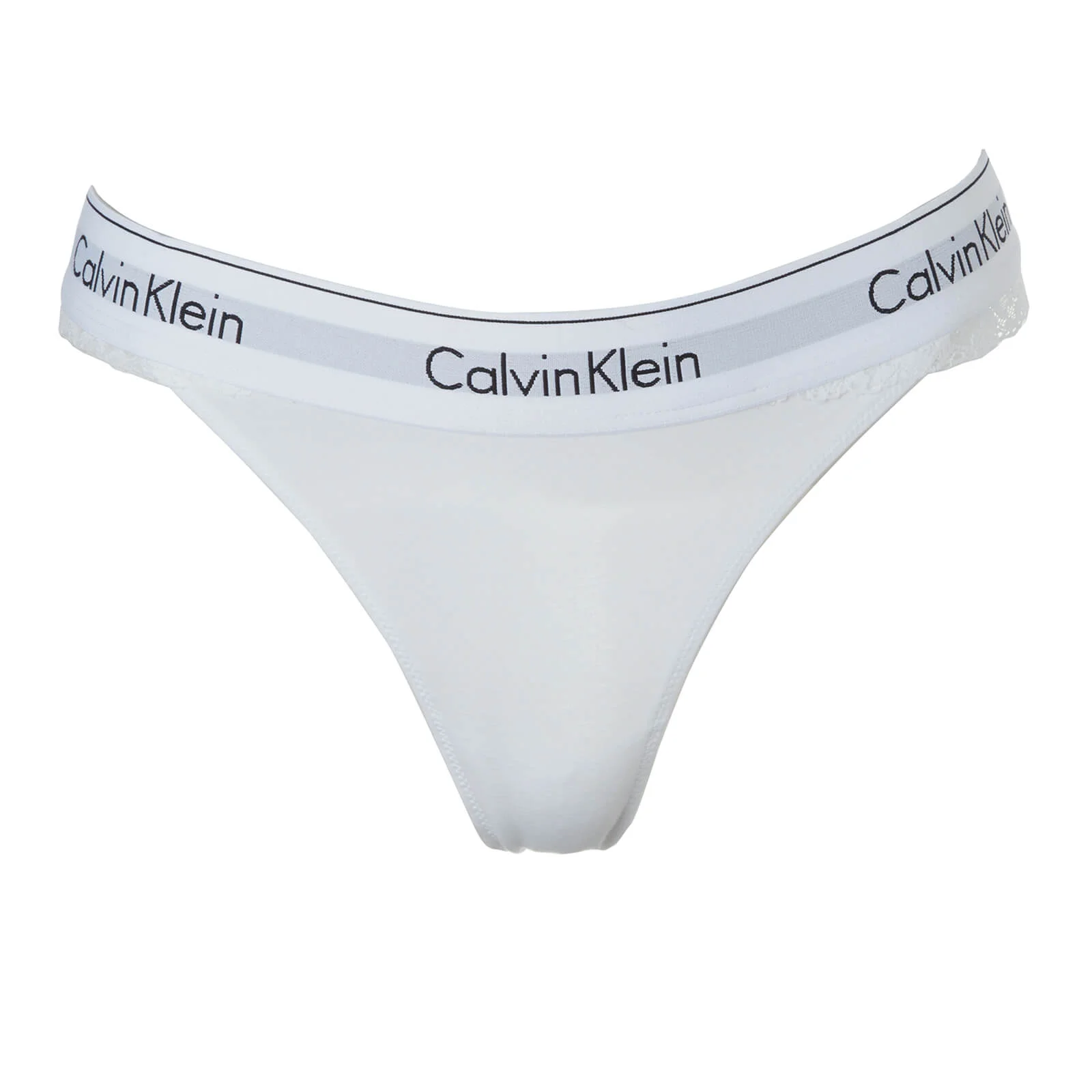 Calvin Klein Women's Logo Band Thong - White Image 1