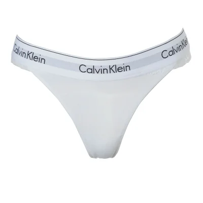 Calvin Klein Women's Logo Band Thong - White