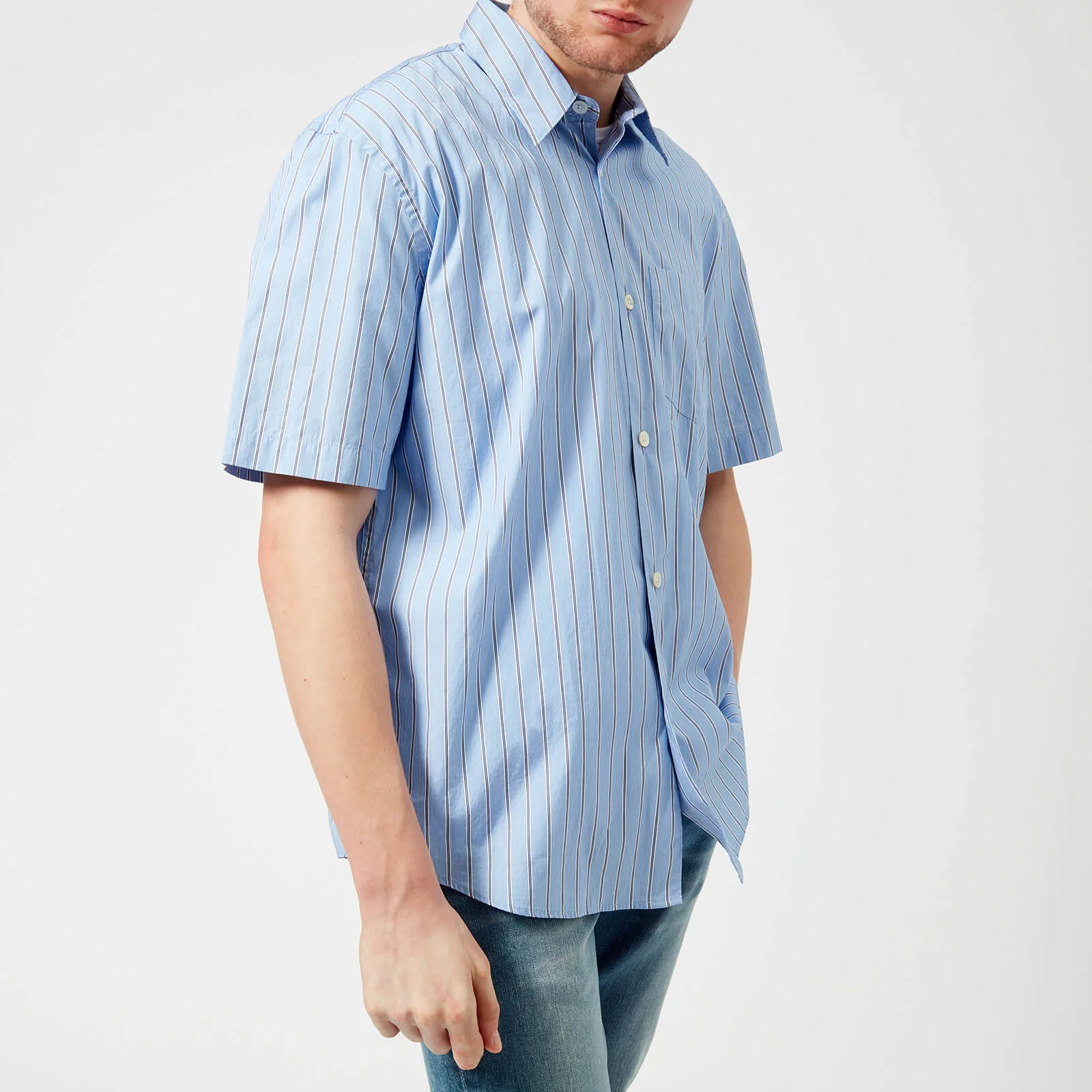 Our Legacy Men's Initial Short Sleeve Shirt - Navy Stripe Image 1