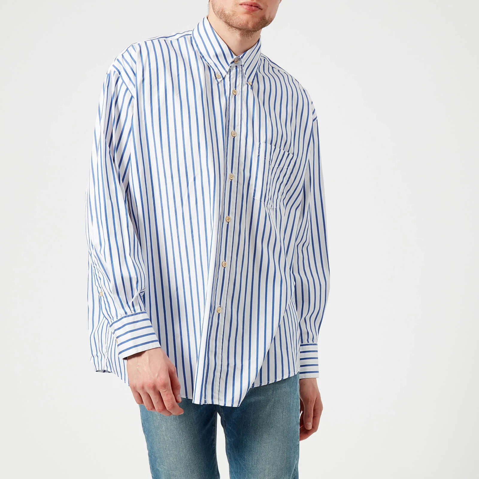 Our Legacy Men's Borrowed Buttoned Down Shirt - Blue Candy Stripe Image 1