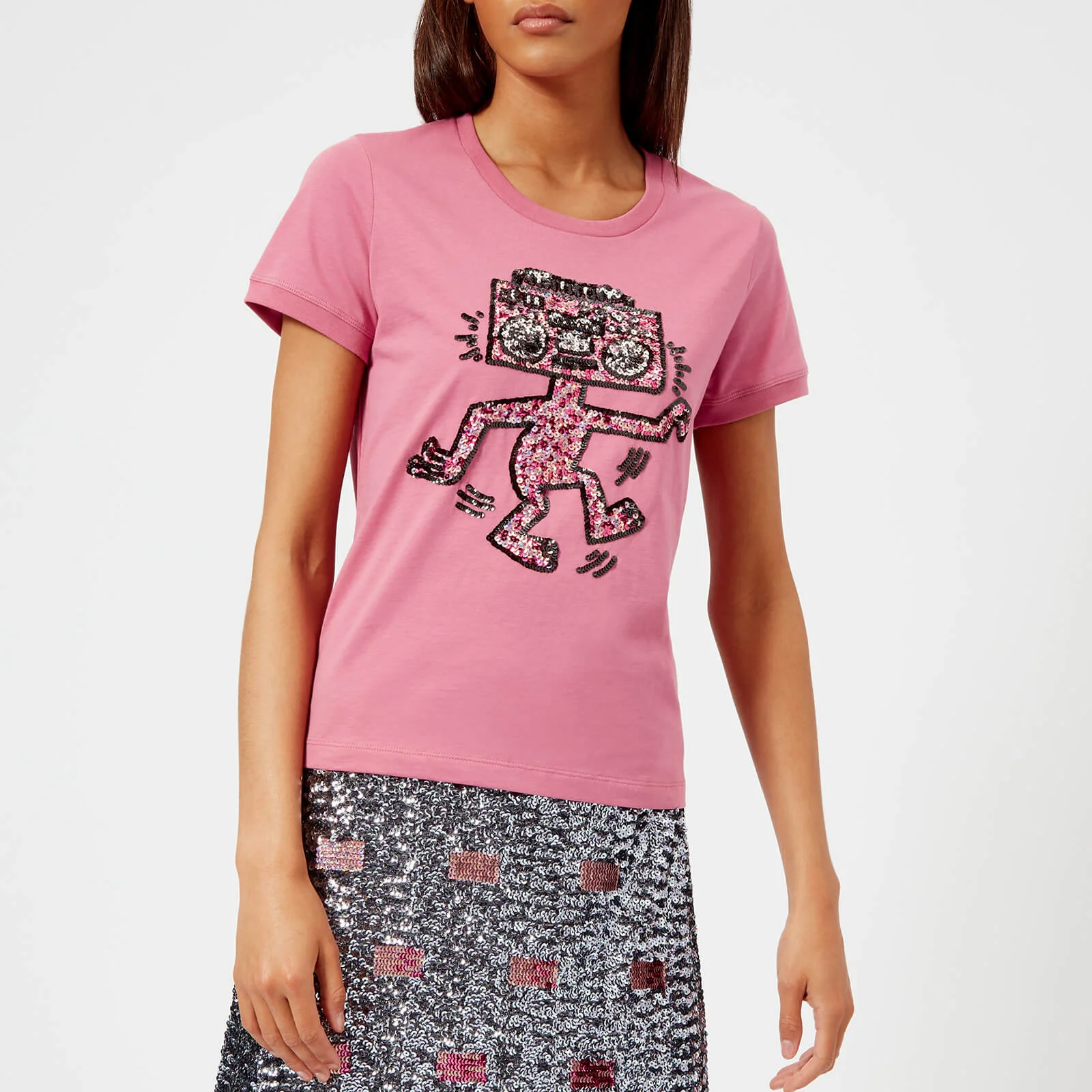 Coach 1941 Women's Coach X Keith Haring Embellished T-Shirt - Fuchsia Image 1