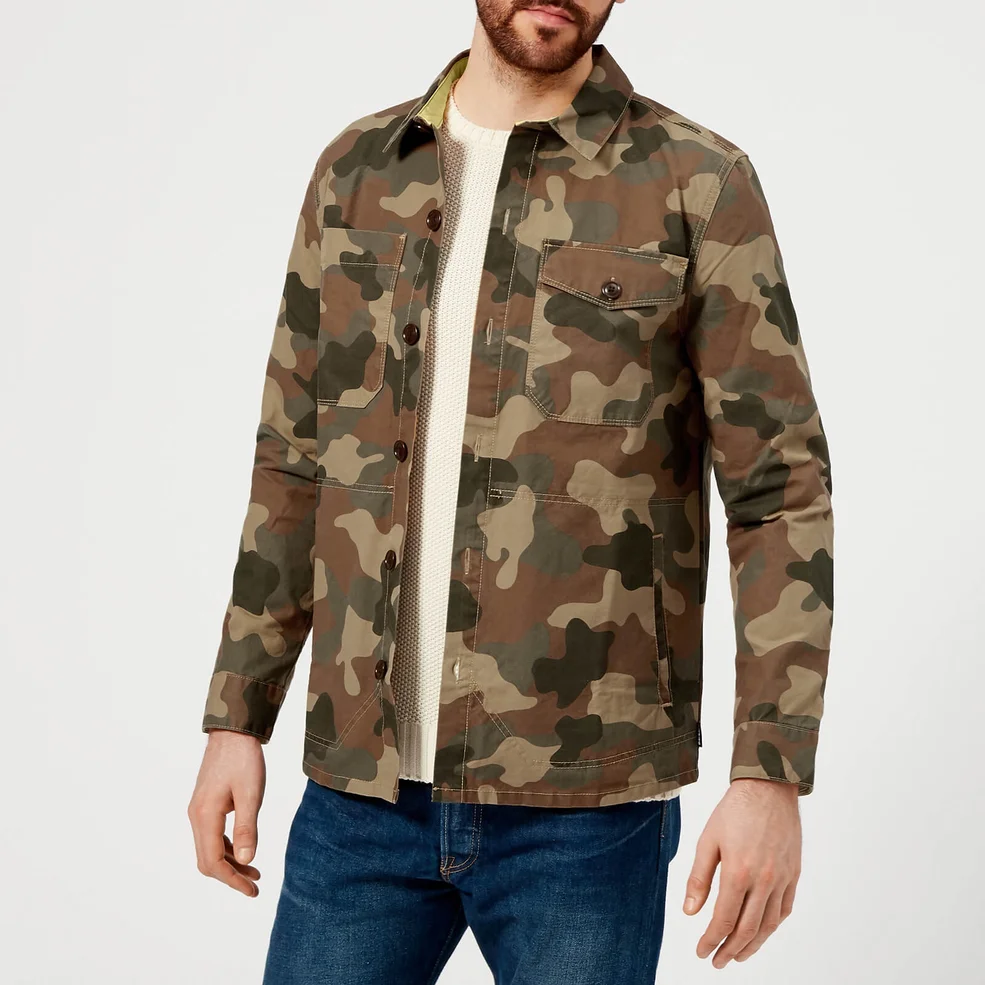 Barbour Heritage Men's Camo Button Through Overshirt - Olive Image 1