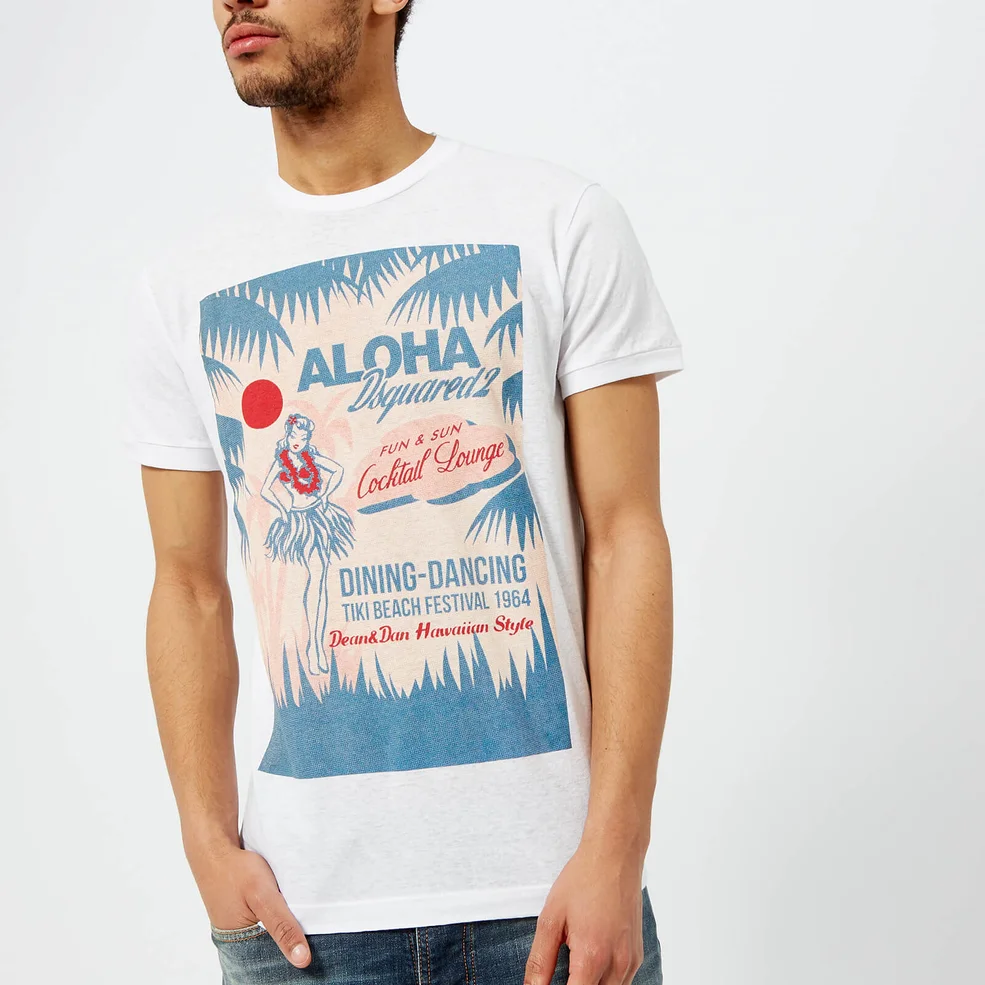 Dsquared2 Men's Aloha Print T-Shirt - White Image 1