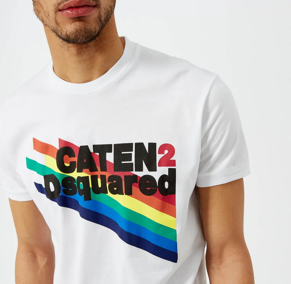 Dsquared2 Men's Caten Rainbow T-Shirt - White Image 1