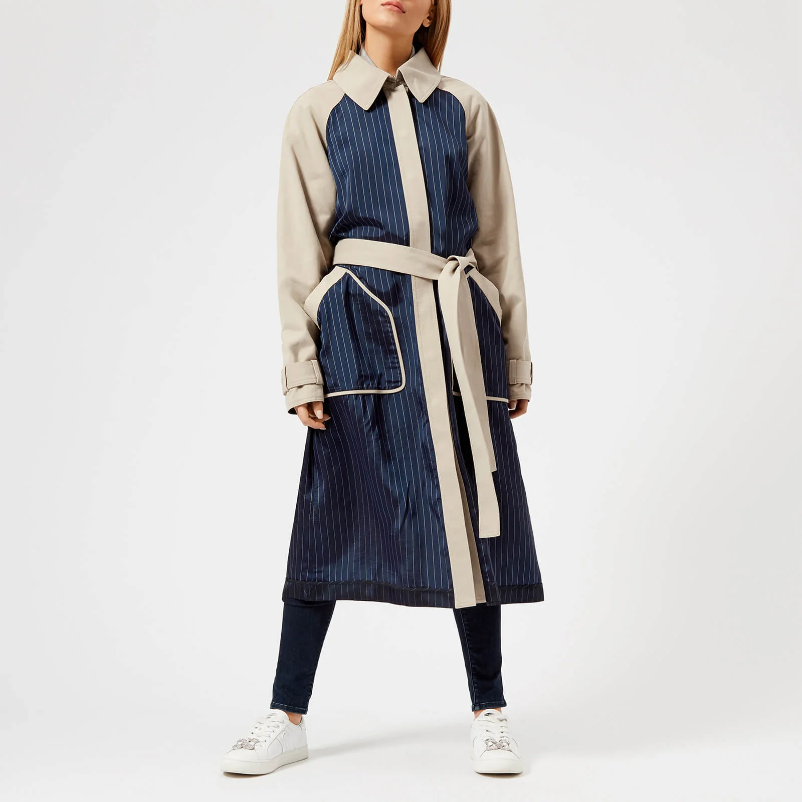 T by Alexander Wang Women's Chino Mixed Media Trench Coat - Canvas/Stripe Combo Image 1