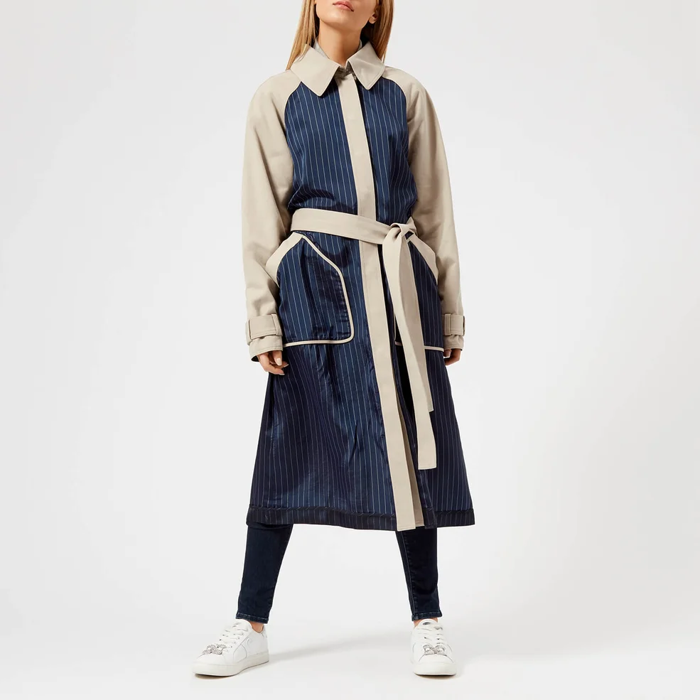 T by Alexander Wang Women's Chino Mixed Media Trench Coat - Canvas/Stripe Combo Image 1