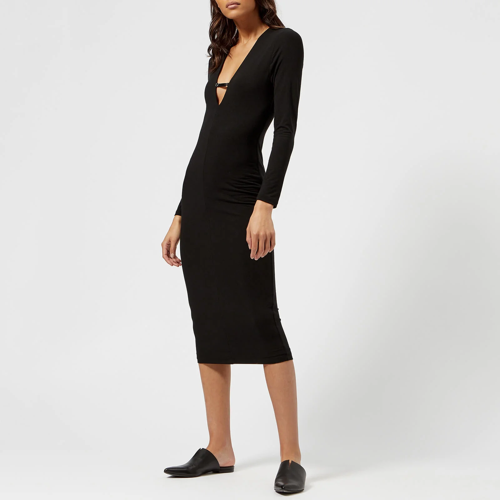T by Alexander Wang Women's Stretch Jersey Bra Strap Detail Midi Dress - Black Image 1