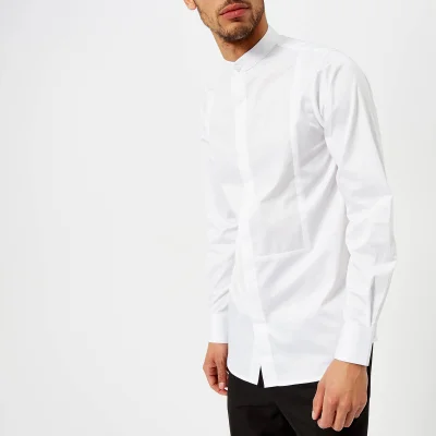 Matthew Miller Men's Newman Bib Grandad Collar Shirt - White/White