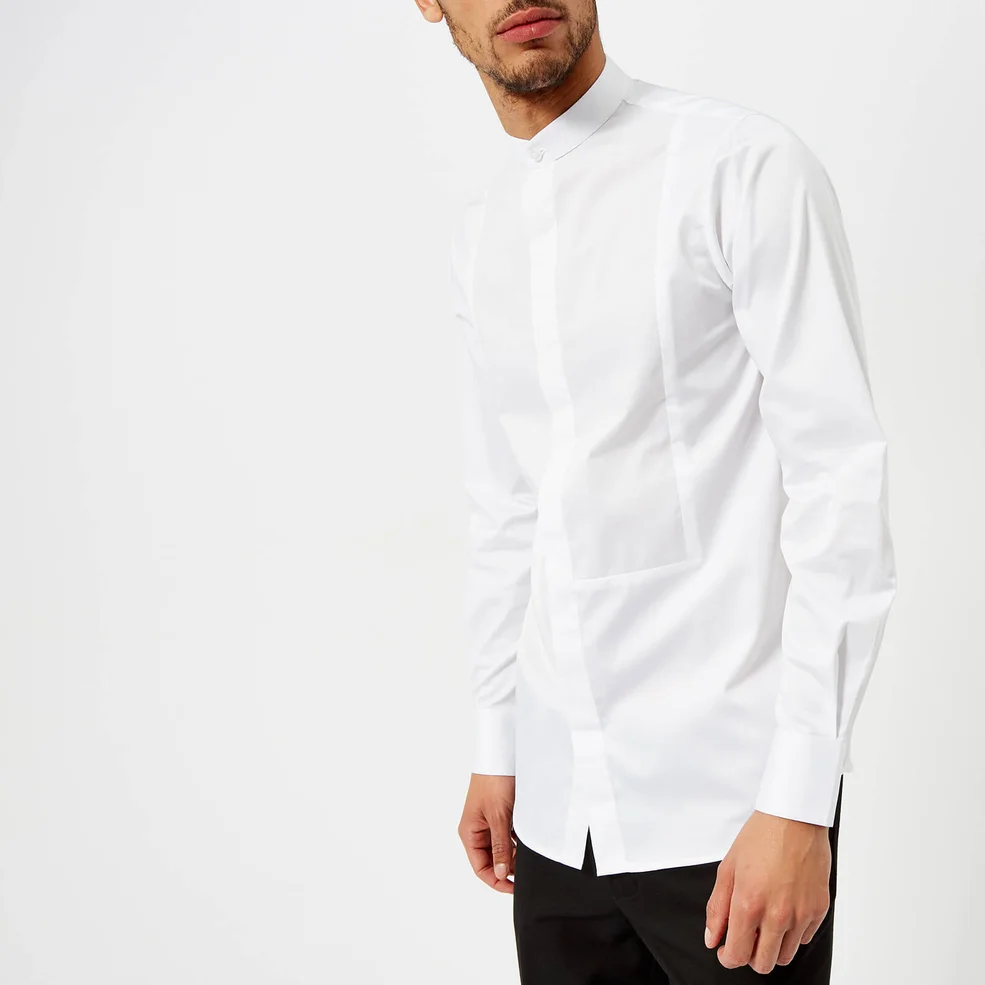 Matthew Miller Men's Newman Bib Grandad Collar Shirt - White/White Image 1