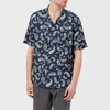 Wooyoungmi Men's Paisley Print 50s Collar Short Sleeve Shirt - Navy - Image 1