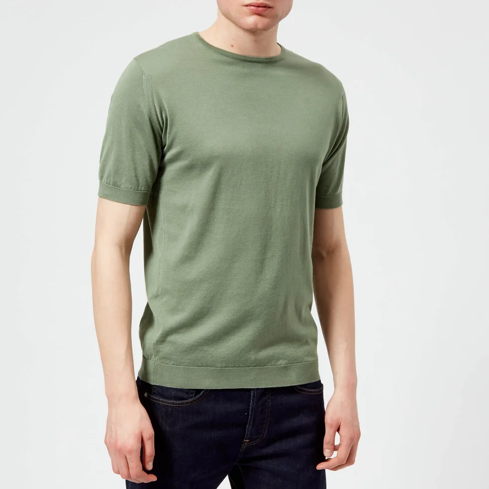John Smedley Men's Belden 30 Gauge Sea Island Cotton T-Shirt - Gauge Green Image 1