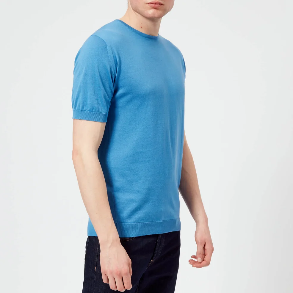 John Smedley Men's Belden 30 Gauge Sea Island Cotton T-Shirt - Chambray Blue Image 1