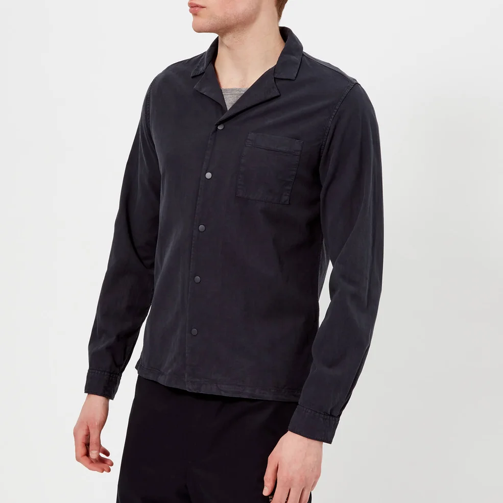 Folk Men's Long Sleeve Soft Collar Shirt - Washed Navy Image 1