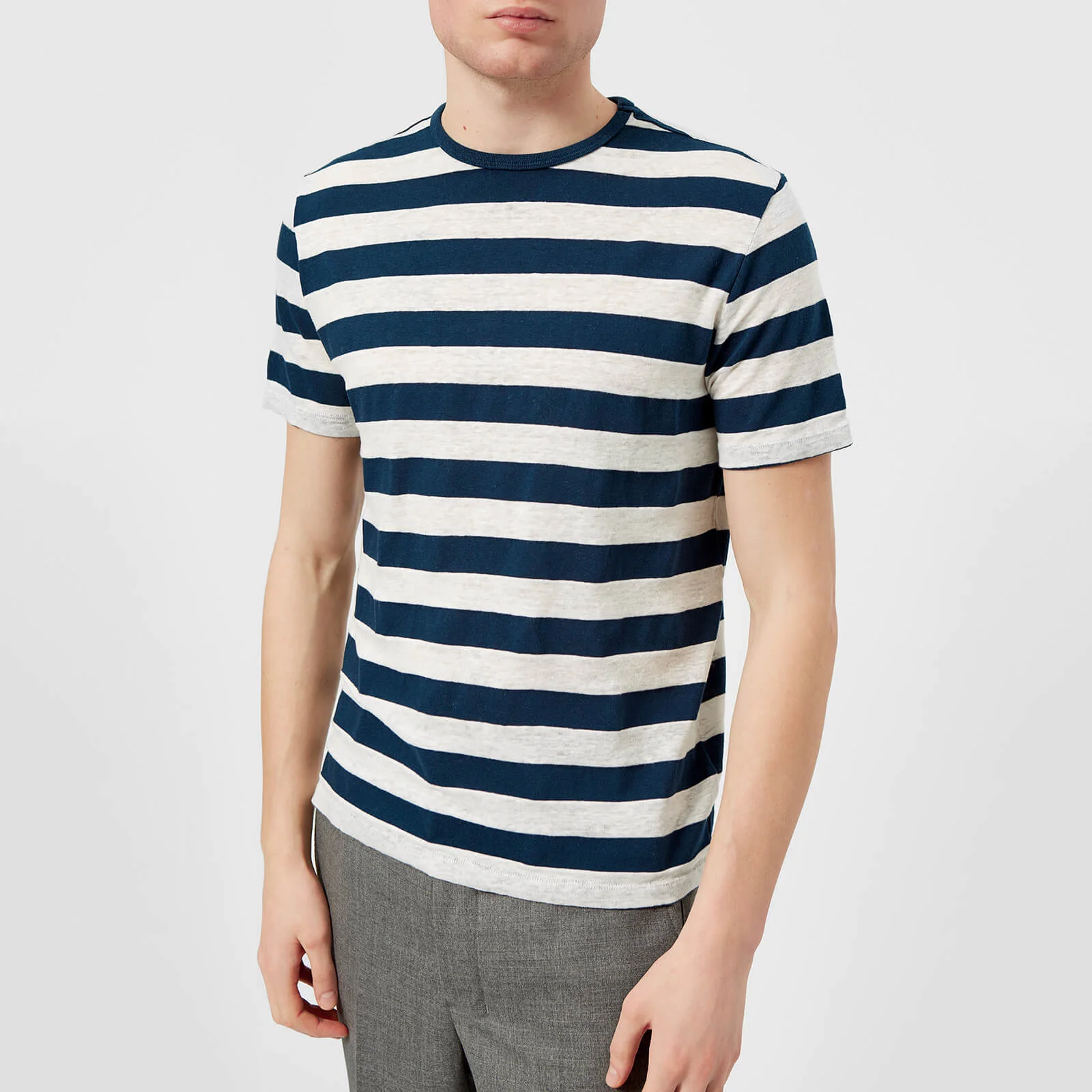 Officine Générale Men's Overdye Stripe T-Shirt - Aegean Blue Image 1
